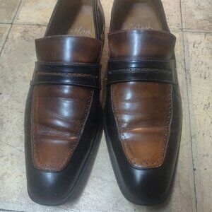 Mezlan Kilgard Custom 20584 brown dual tone penny loafers 9.5M Spain chocolate